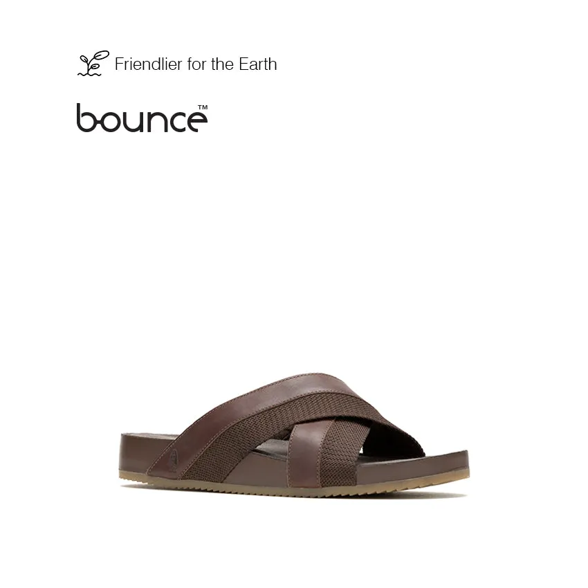 Merritt Cross Slide Men's Sandals - Dark Brown Leather