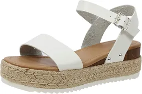 Orthopedic Sandals for Women Flats Leather Platform with Arch Support Summer All Day Walking Casual Sandal