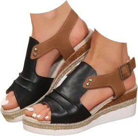 Orthopedic Wedge Sandals for Women Summer Dressy StrappySandals Open Toe Leather Sandals Casual Vacation Beach Shoes