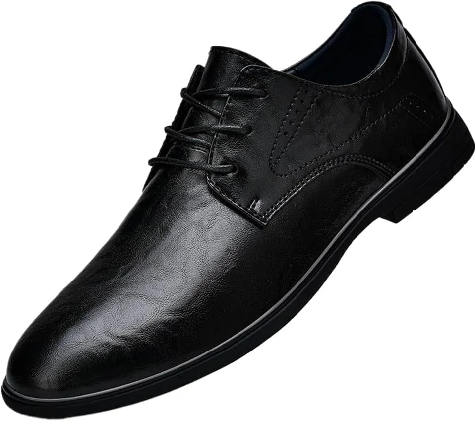 Oxford Dress Shoes for Men Men’s Formal Business Leather Shoes Lace Up Non-Slip Pointed Toe Wedding Comfortable