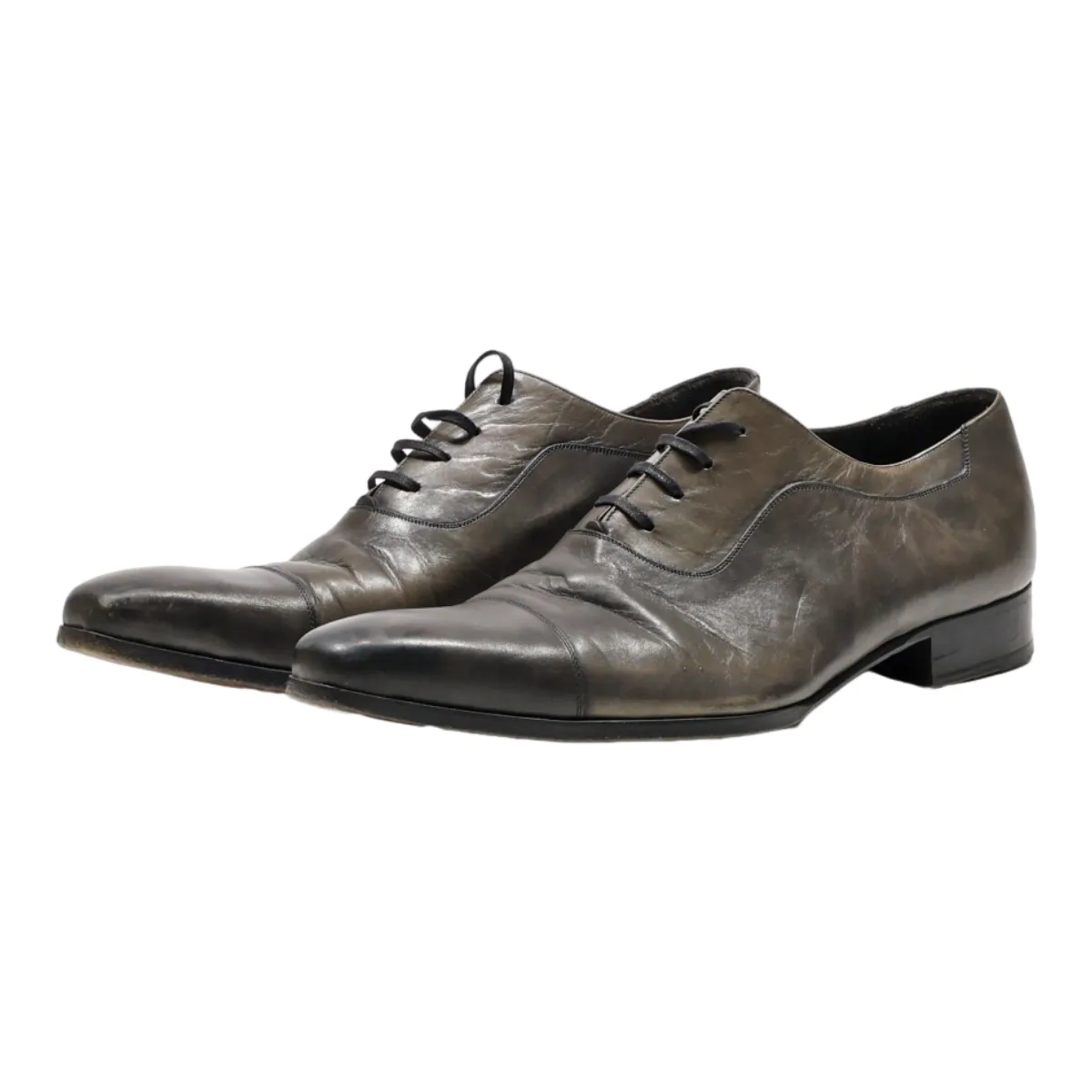 POINTES & COUTURES Oxford Shoes Grey Leather Mens UK 7.5