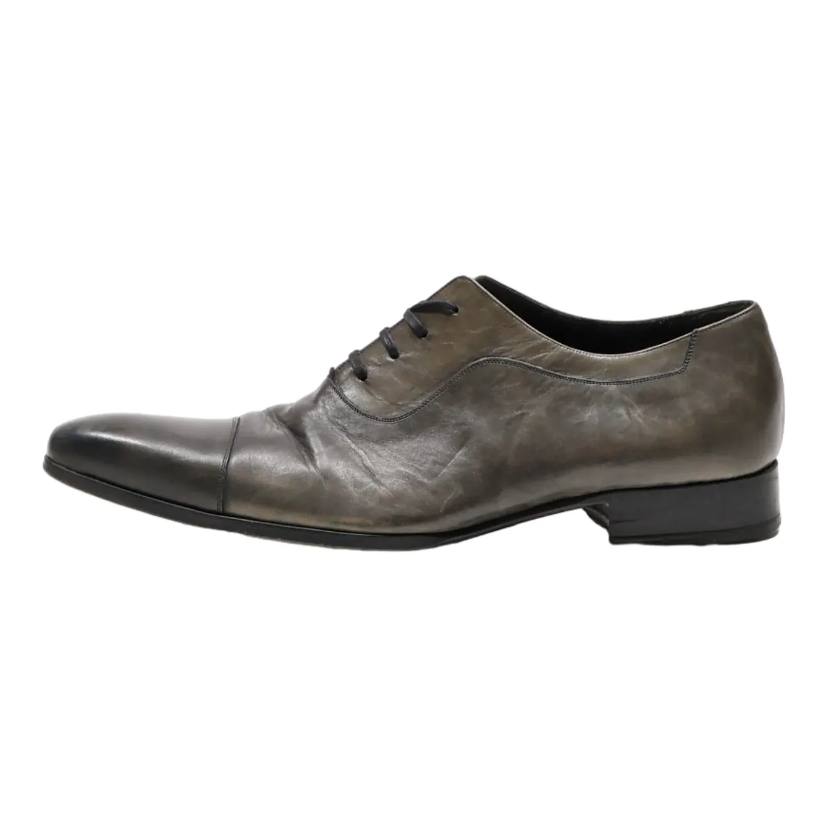 POINTES & COUTURES Oxford Shoes Grey Leather Mens UK 7.5