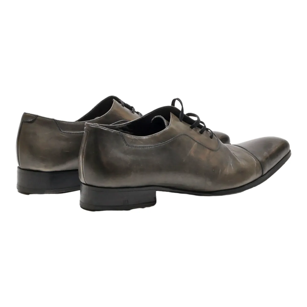 POINTES & COUTURES Oxford Shoes Grey Leather Mens UK 7.5