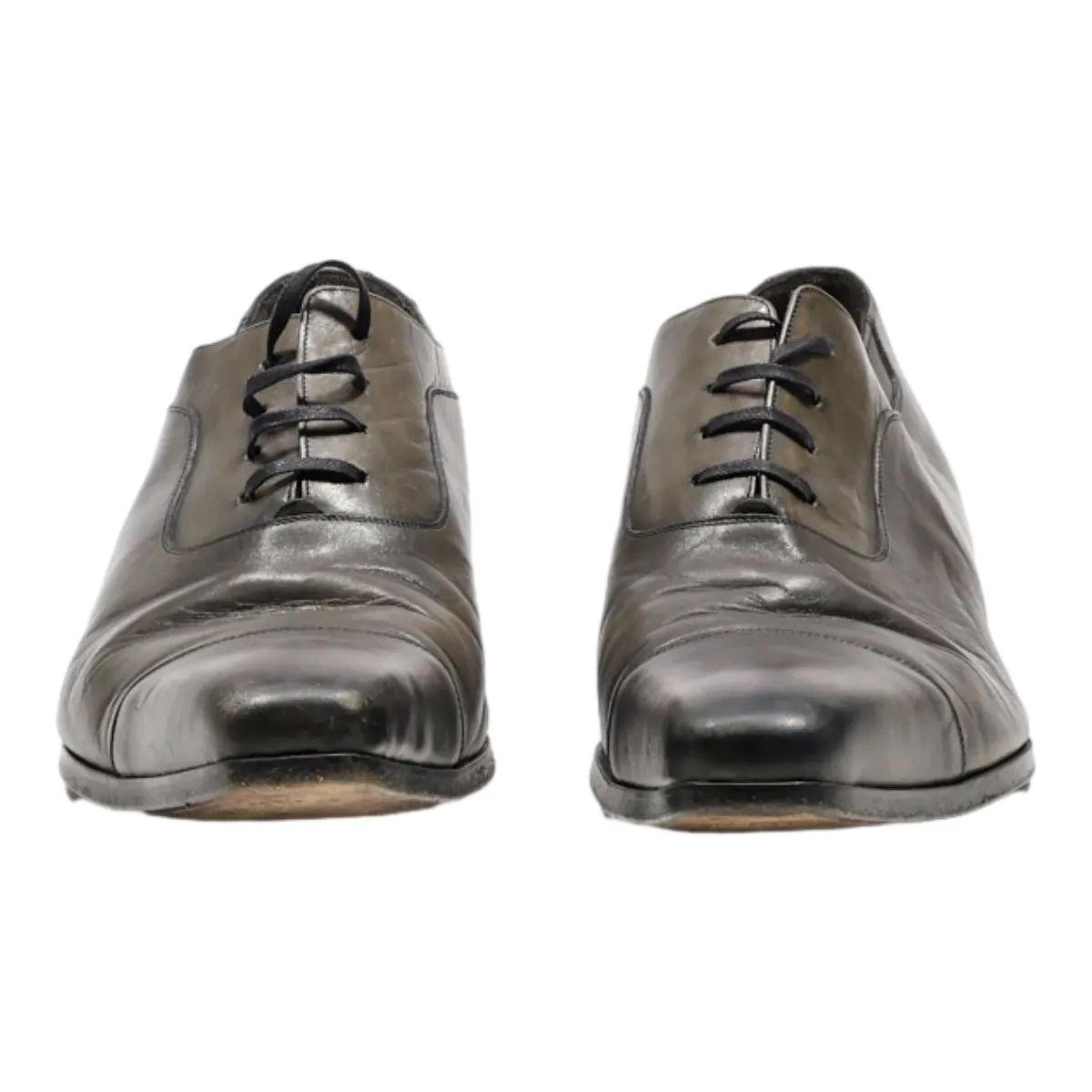 POINTES & COUTURES Oxford Shoes Grey Leather Mens UK 7.5