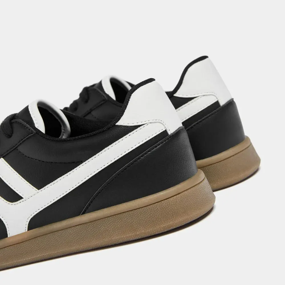 Pull & Bear Contrast Retro Trainers - BLK