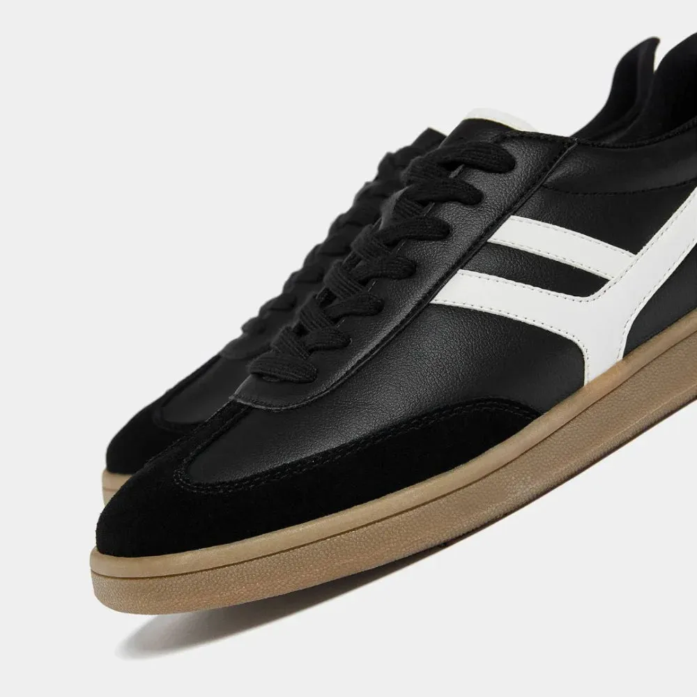 Pull & Bear Contrast Retro Trainers - BLK