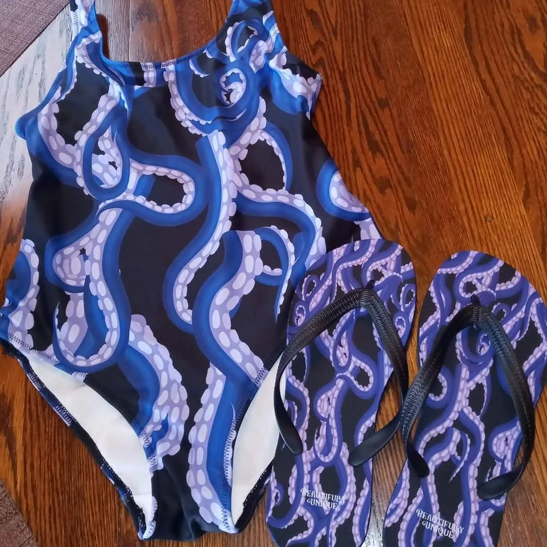 Purple Tentacles Flip-Flops