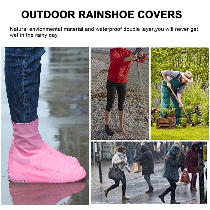 Rain Boots Waterproof Shoe Cover Silicone Unisex Shoes Protectors Waterproof Non-Slip Shoe Covers Reusable Outdoor Rainy Boots