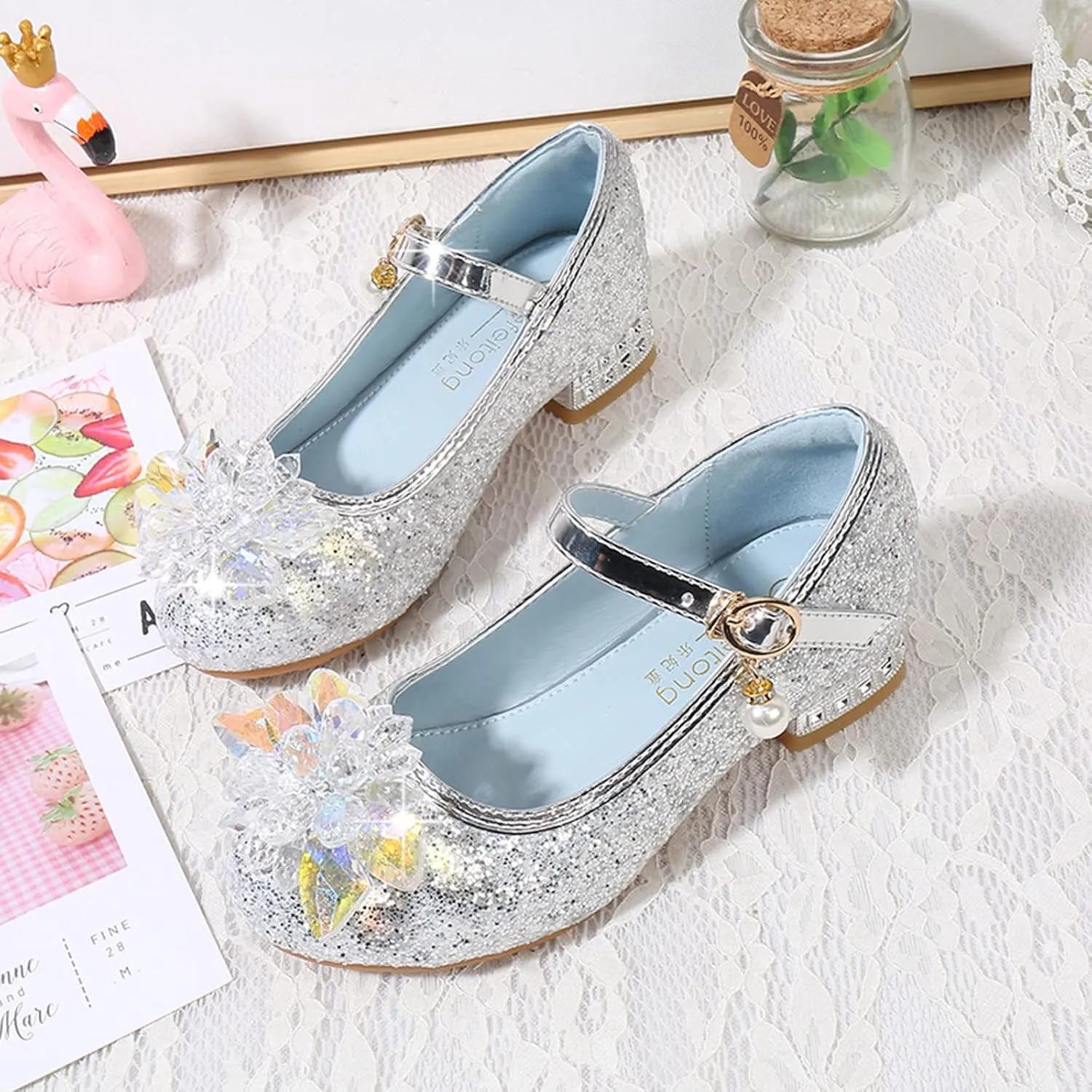 Sandal for Baby Girl Toddler Little Kid Girls Dress Pumps Glitter Sequins Princess Flower Pool Shoes Toddler