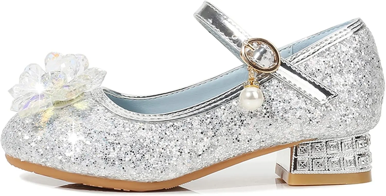 Sandal for Baby Girl Toddler Little Kid Girls Dress Pumps Glitter Sequins Princess Flower Pool Shoes Toddler