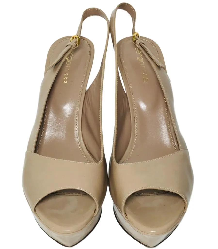 Sergio Rossi Peep Toe Patent Leather Heels . Size 38.5