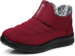 SHIBEVER Womens Winter Snow Boots: Women Ankle Booties Warm Fur Lined Waterproof Insulated Slip On Outdoor Shoes