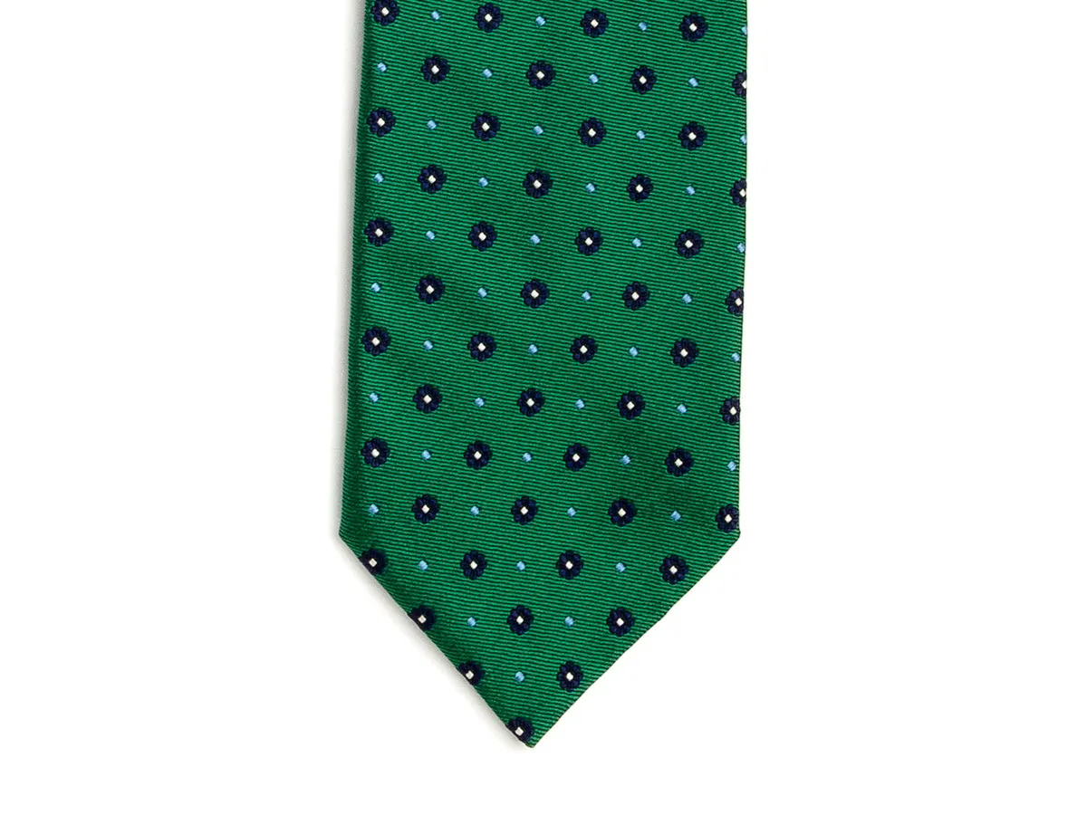 Silk Tie Jacquard Flower Green