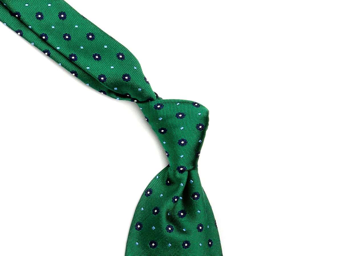 Silk Tie Jacquard Flower Green
