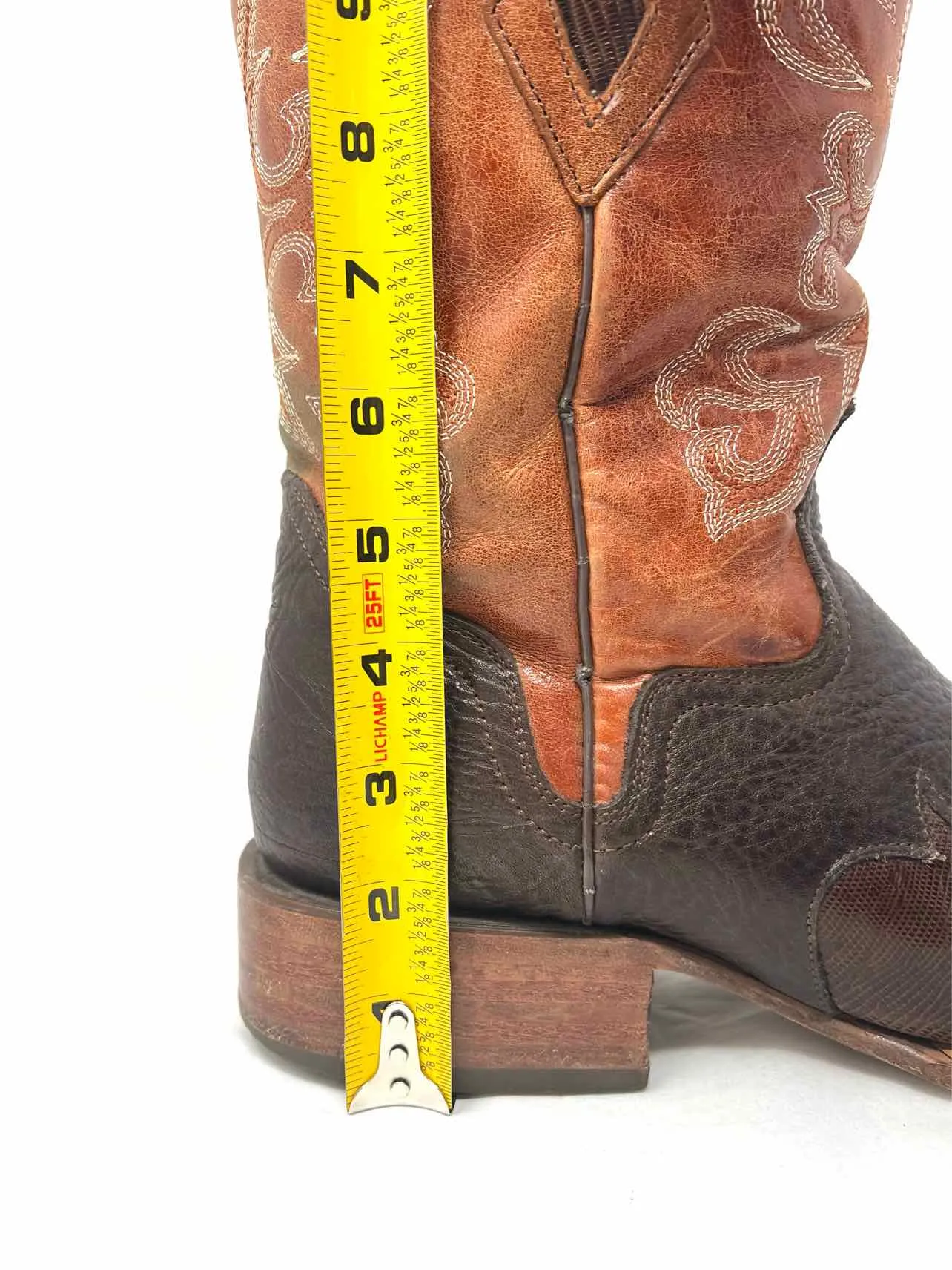 Size 9 Tan/Brown Embroidered Leather Men's Boots- Men's