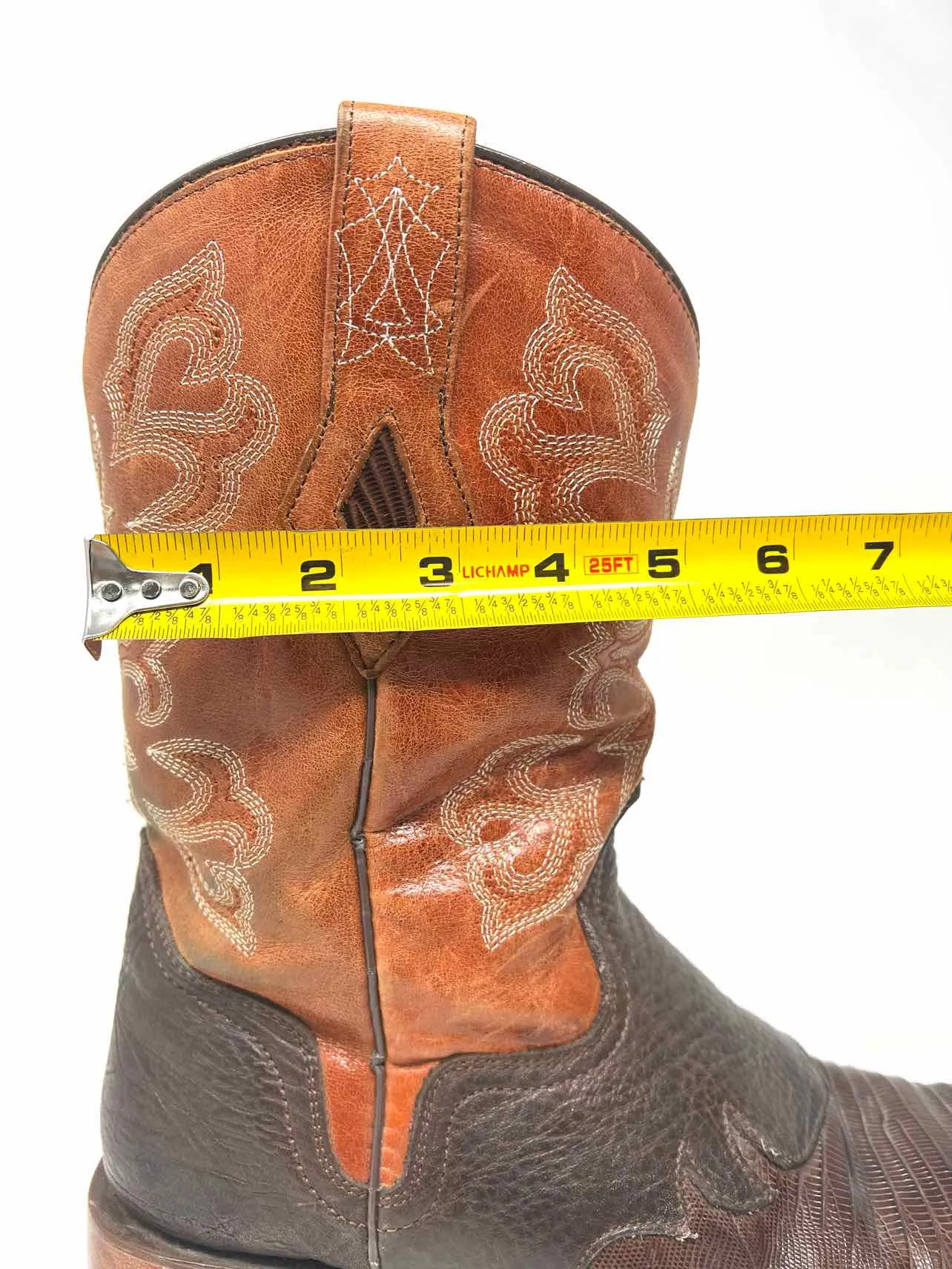 Size 9 Tan/Brown Embroidered Leather Men's Boots- Men's