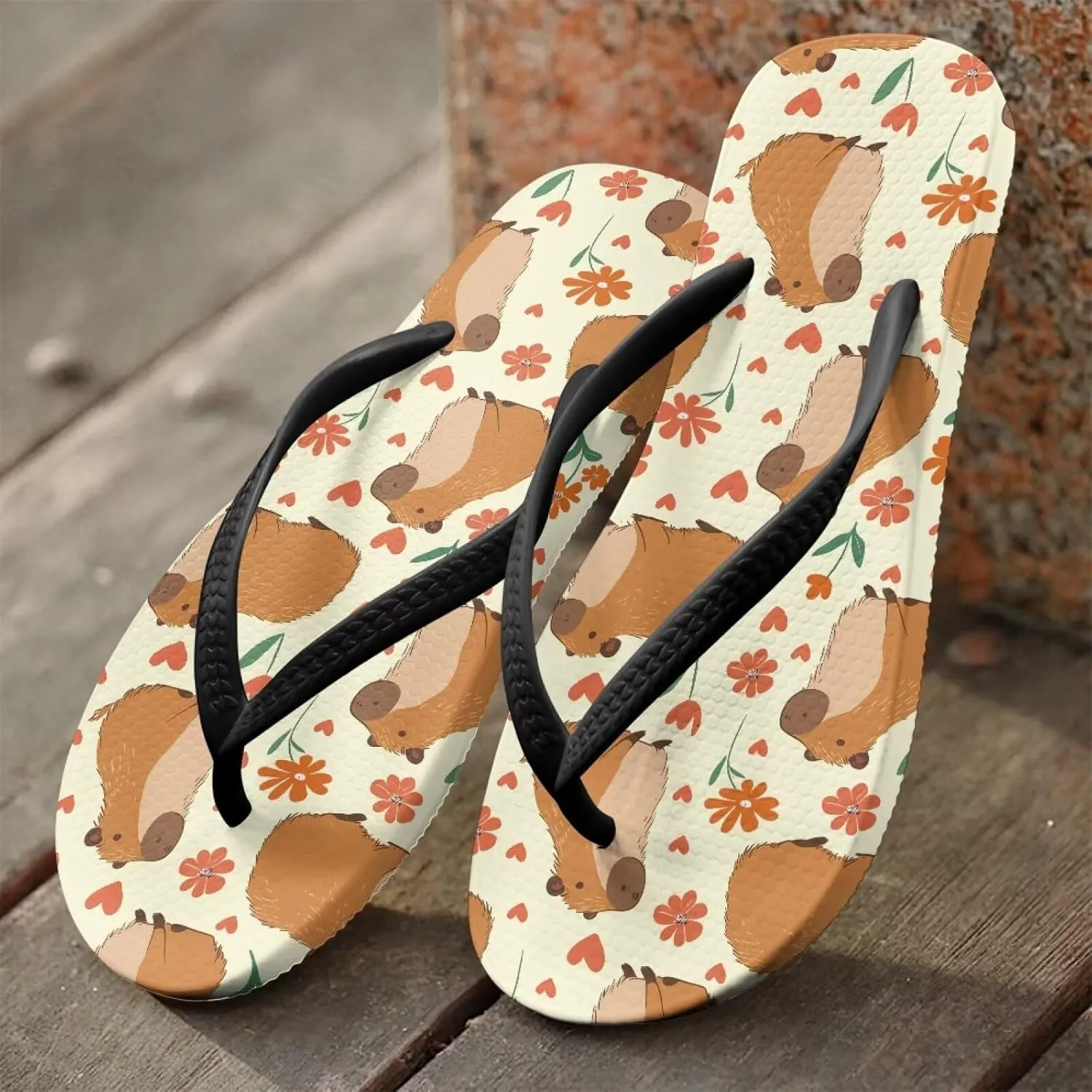 Slim Flip Flops for Women Beach Rubber Shower Shoes Basic Thong Sandals