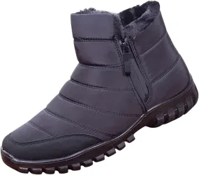 Snow Shoes For Men Plush Lined Non-Slip Winter Walking Shoes For Men Slip On Hiking Boots Women aterproof