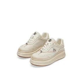 Vintage Rubbed Color Coin Thick Sole Derby Shoes White