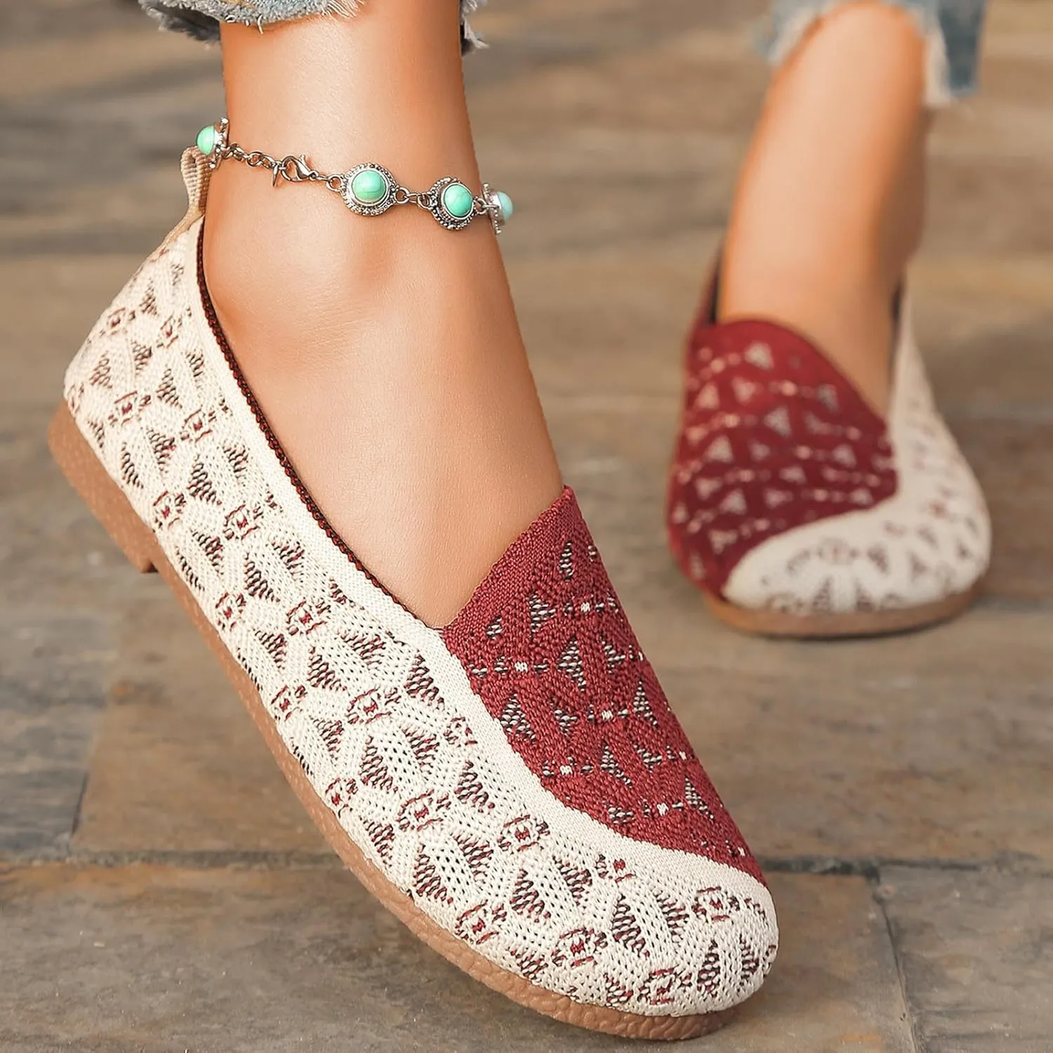 Women's Flying Weave Flat Shoes Retro Fashion Hollow Walking Shoes Casual Mesh One Stirrup Breathable Single Shoes