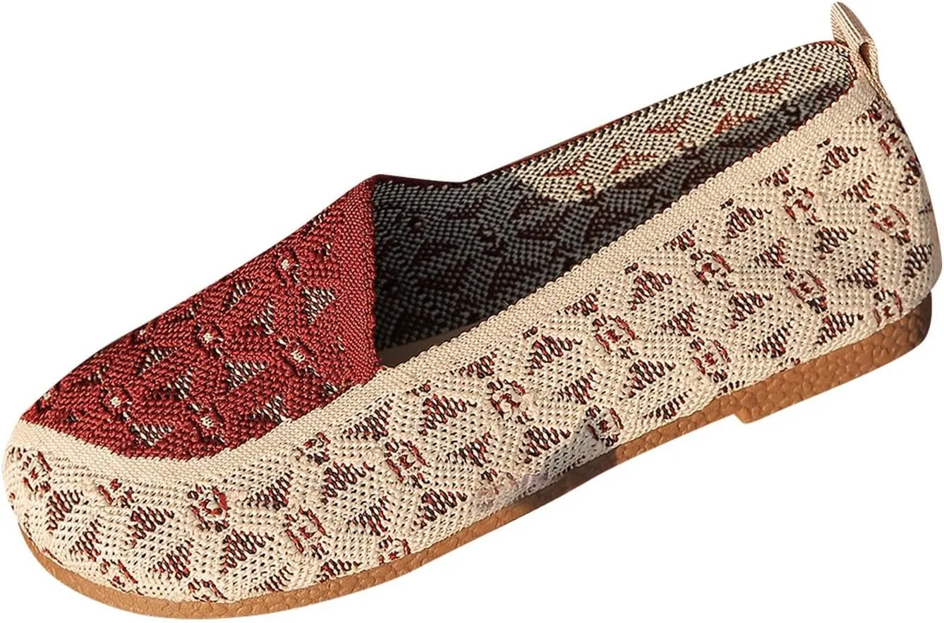 Women's Flying Weave Flat Shoes Retro Fashion Hollow Walking Shoes Casual Mesh One Stirrup Breathable Single Shoes