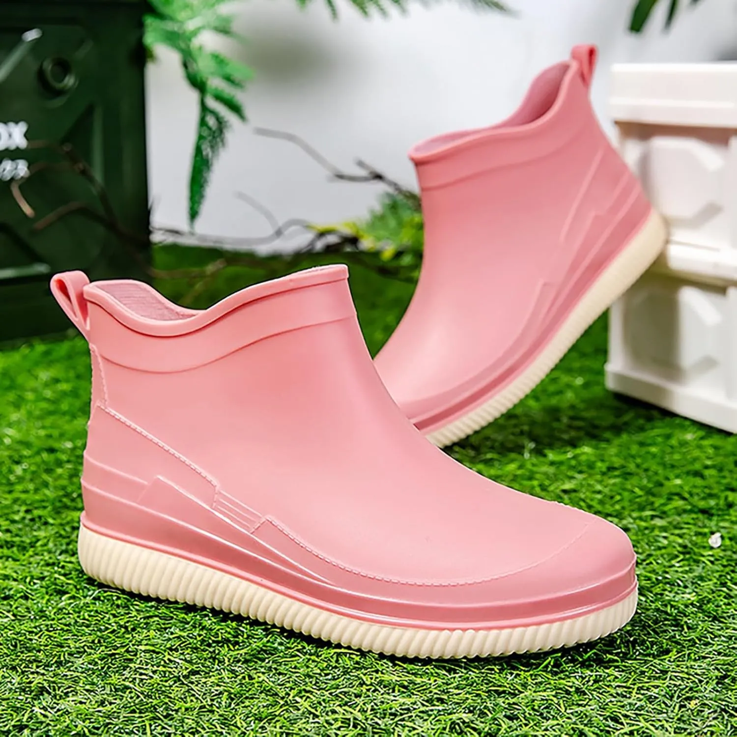 Womens Rain Boots Comfortable Mens Grounded Footwear Womans Black Booties Casual Barefoot Shoes Waterproof Rain and Garden Shoe for Women Outdoor Chelsea Boots