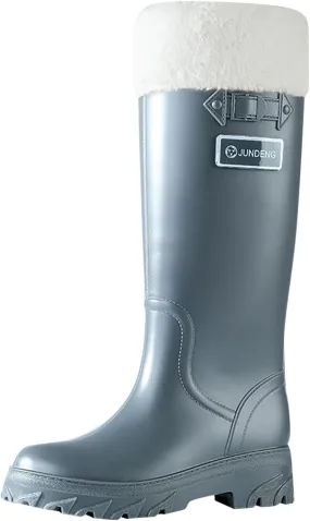 Womens Rubber Boots Womens Rain Boots Anti-Slip for Boating Fishing Gardening Farming Mid Calf Rain Shoes