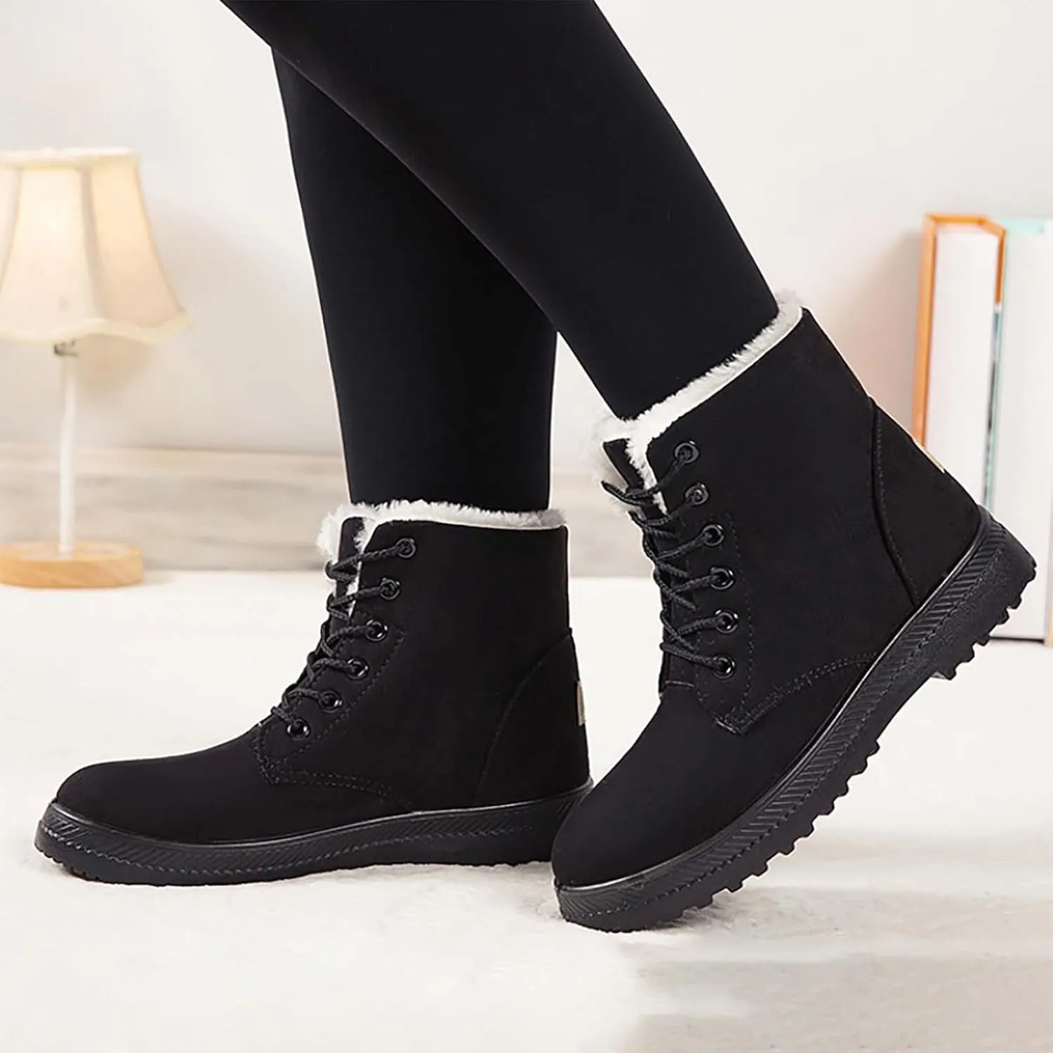 Womens Snow Boots Size Heel Women's Boots Breathable Fashion Round Head Chunky Heel Women's on Snow Boots for Women