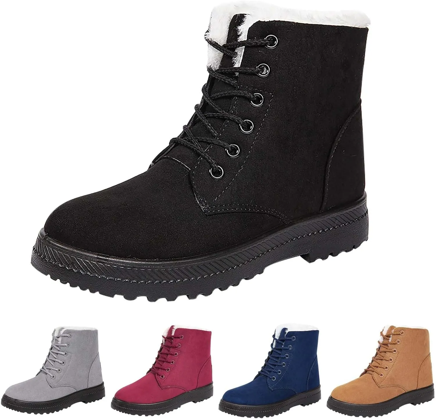 Womens Snow Boots Size Heel Women's Boots Breathable Fashion Round Head Chunky Heel Women's on Snow Boots for Women