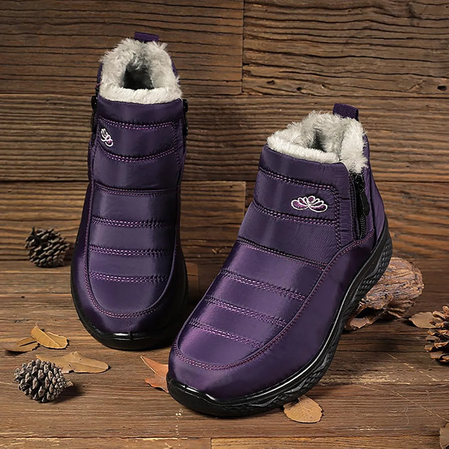 Womens Winter Snow Boots Women Ankle Booties Warm Fu Lined aterproof Insulated Slip On Outdoor Shoes