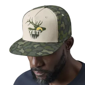 Yeti Sunrise Elk Flat Brim Hat Green Camo